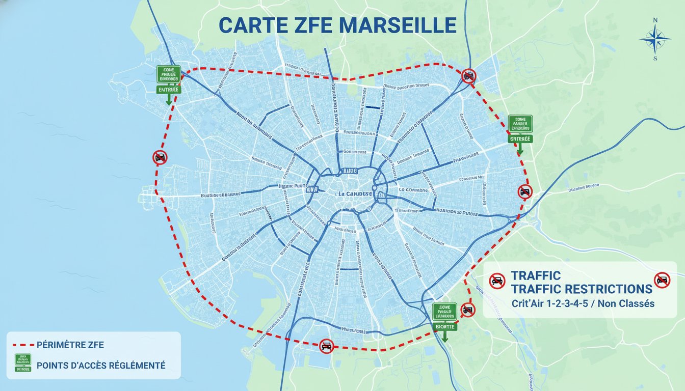 découvrez tout sur la zfe marseille : périmètre, restrictions à connaître et calendrier d'application pour mieux vous préparer.